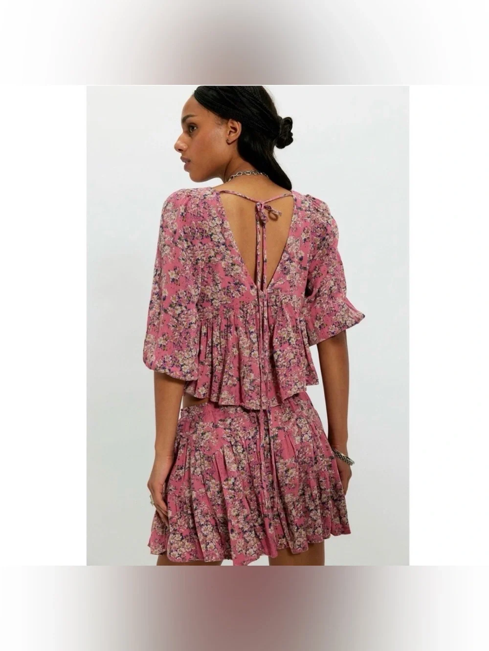 Free People Calla Lily Printed Mini Skirt Set in Pink Dreams